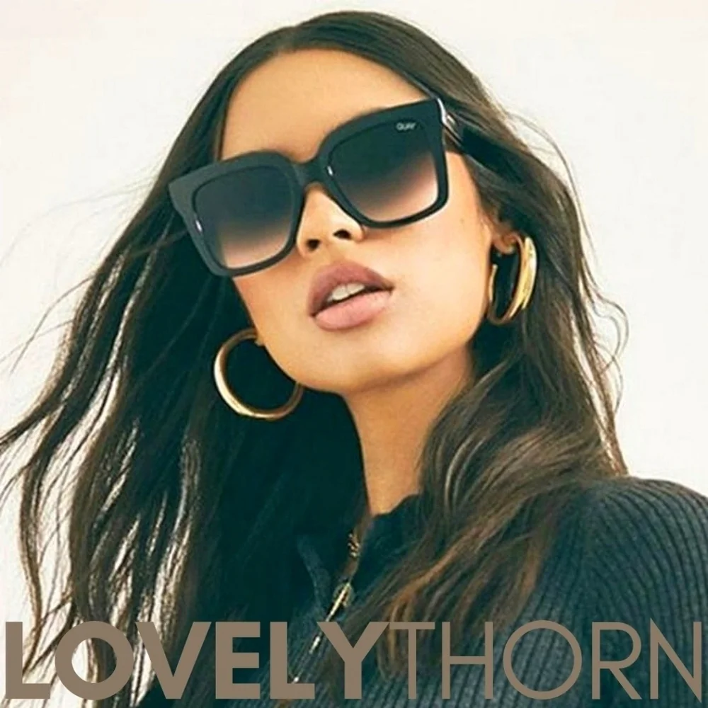 QUAY // ltd ed icy black oversize thick square frame smoke fade lens sunglasses